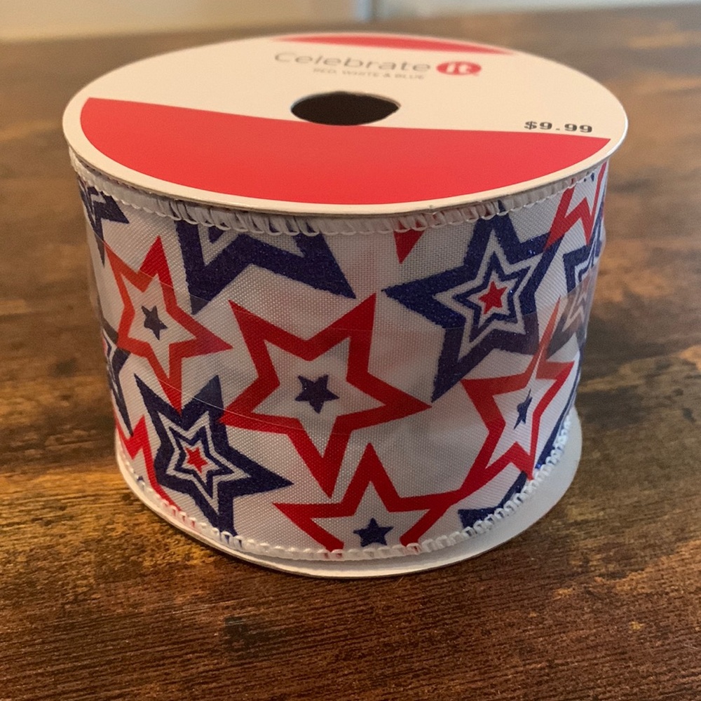 Celebrate IT Red, White, and Blue Star Wired Ribbon